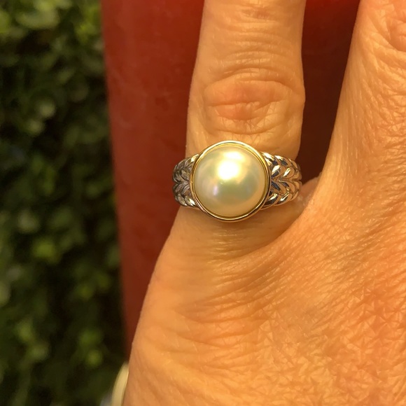 Cultured Pearl Set In Sterling Silver & 14k Gold
